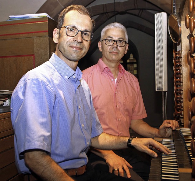 Zwei Organisten in der Stiftskirche (v...-Martini und Stefan Johannes Bleicher   | Foto: Heidi Fssel