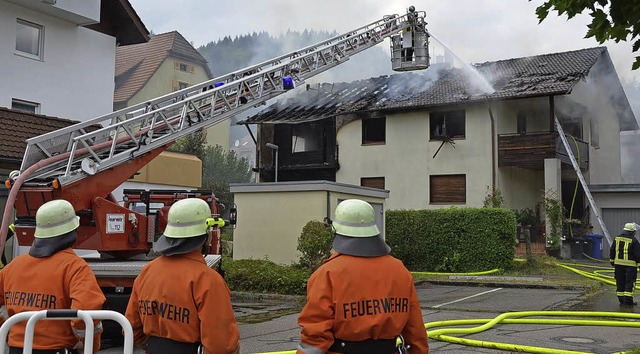 Beim Grobrand in Schnau   waren am D...i Drehleitern erfolgreich im Einsatz.   | Foto: Hermann Jacob