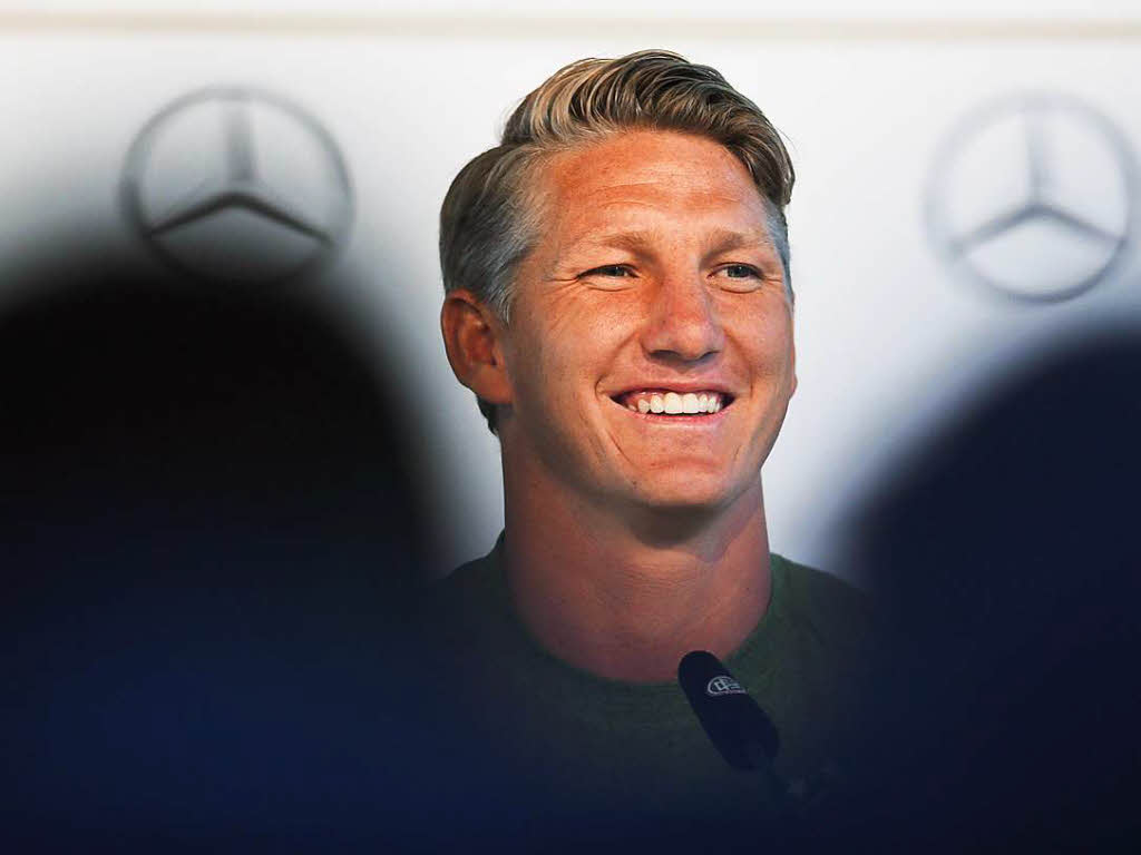 30. August 2016: Am Tag vor seinem Abschiedsspiel empfngt Bastian Schweinsteiger zur Pressekonferenz.