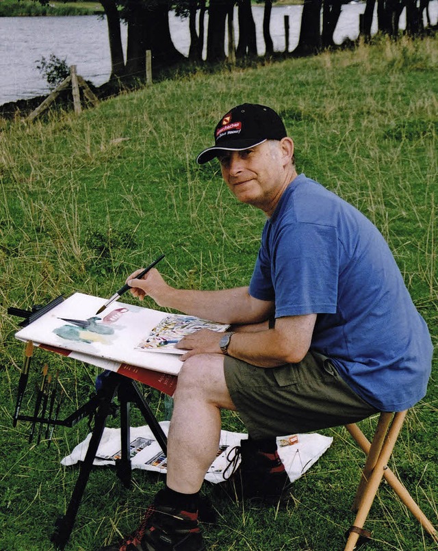 Robert Klausmann beim Malen in Delve  | Foto: privat