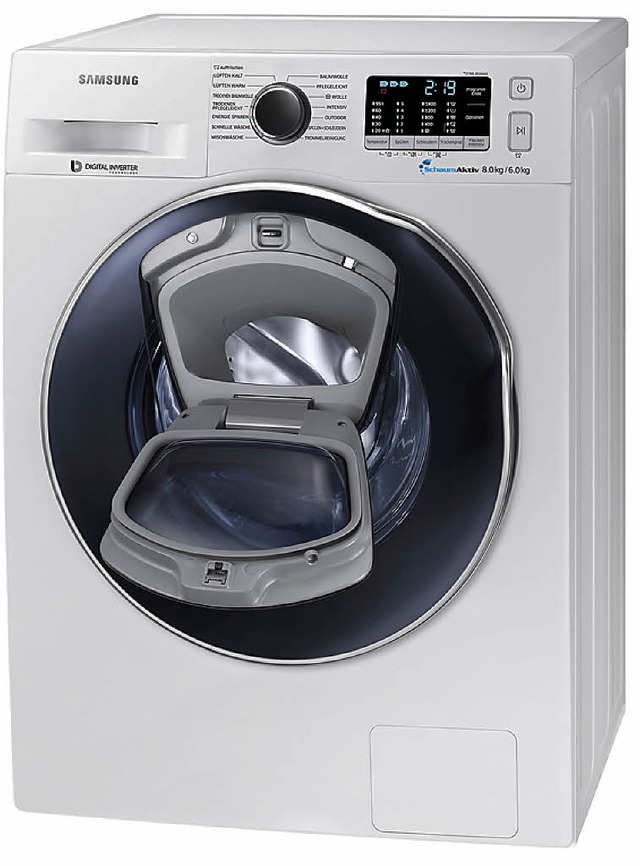 Nachgelegt: Die Waschmaschine mit der Tr in der Tr  | Foto: Samsung