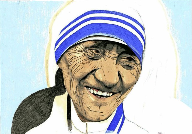 So sah ein Hftling der Freiburger JVA...ine  Besucherin &#8211; Mutter Teresa   | Foto: Repro: Erzdizese