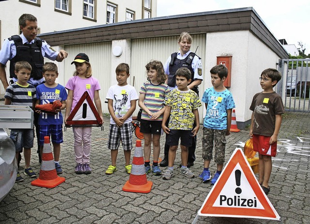 Achtung Polizei: Maulburgs Ferienkinde...gene Woche die Polizei in Schopfheim.   | Foto: Ralph Lacher