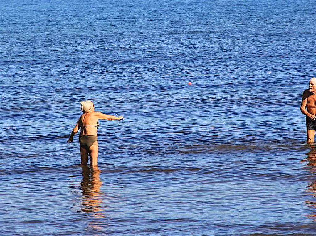 Spiel im Wasser mit den ltern Herrschaften beim Partnerspiel Fotografin: Simone KirrmannBZ Fotosommer: Sport im Freien