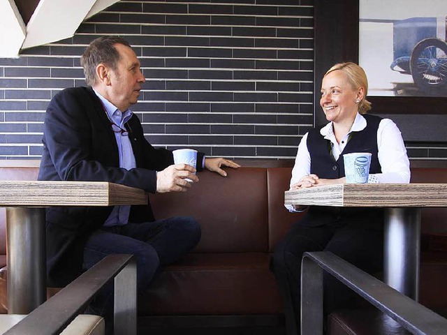 Gerhard Wagner und Sonja Bierbrauer im Obergeschoss des Emmendinger Restaurants.  | Foto: Patrik Mller