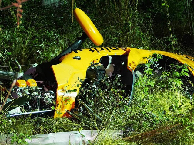 Das Wrack des Gyrocopters im Wald.  | Foto: SDMG /  Maurer