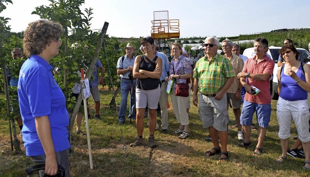 Stefanie Lapcik, Obstbauberaterin des ...en Opfinger Lehr- und Versuchsgarten.   | Foto: Sofia Conraths