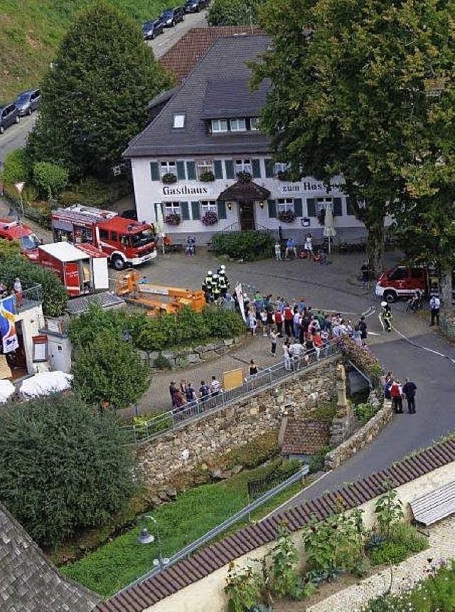 Seltener Blick von oben auf Festgelnde und  Rssle &#8211; dank der Drehleiter   | Foto: Anne freyer