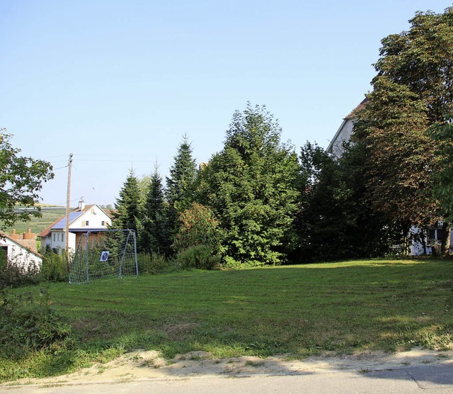 Auf dieser Rasenflche, rechts hinter ...ae Burgmatten, wird demnchst gebaut.  | Foto: Cremer