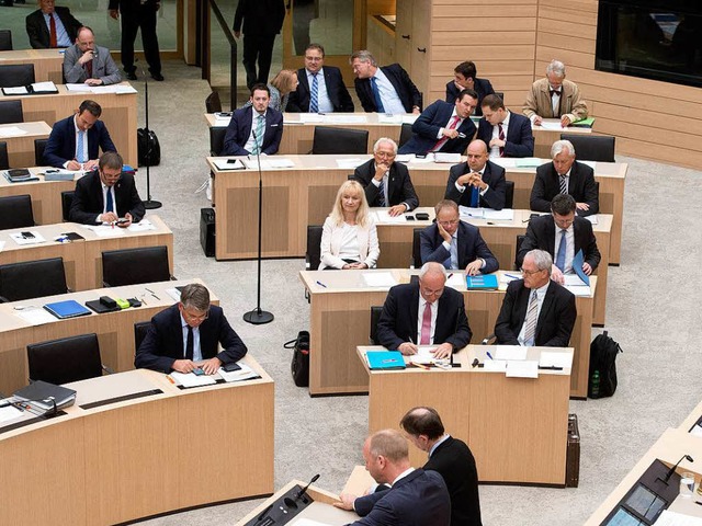 Rechts sitzt die AfD: Blick in den Stuttgarter Landtag.  | Foto: dpa