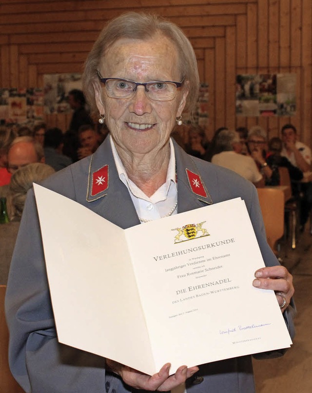 Rosemarie Schneider wurde fr ihr  Engagement  ausgezeichnet.   | Foto: Lara Walter