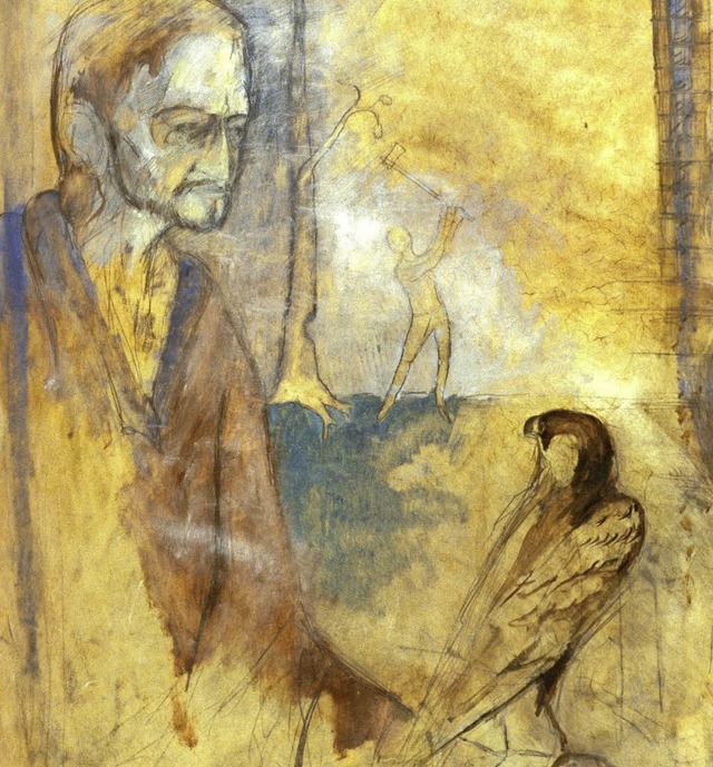 Ritter Wernher mit dem Falken, Illustr... von Johannes Beyerle auf Pergament.    | Foto: Repro: Beyerle