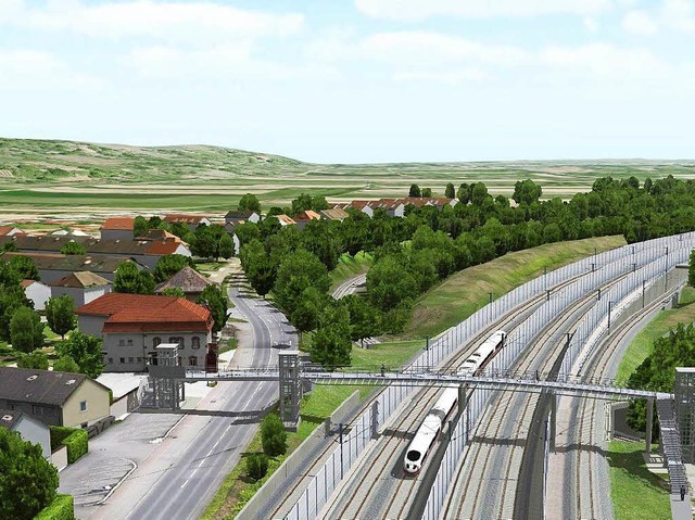 Dank neuer Gleise die Fahrzeiten verk...on der Neubaustrecke bei Weil am Rhein  | Foto: Deutsche Bahn