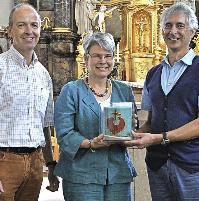 Adelbert Gantner (links) und Hans Baul...en Gemeindereferentin Cornelia Reisch.  | Foto: Manfred Frietsch
