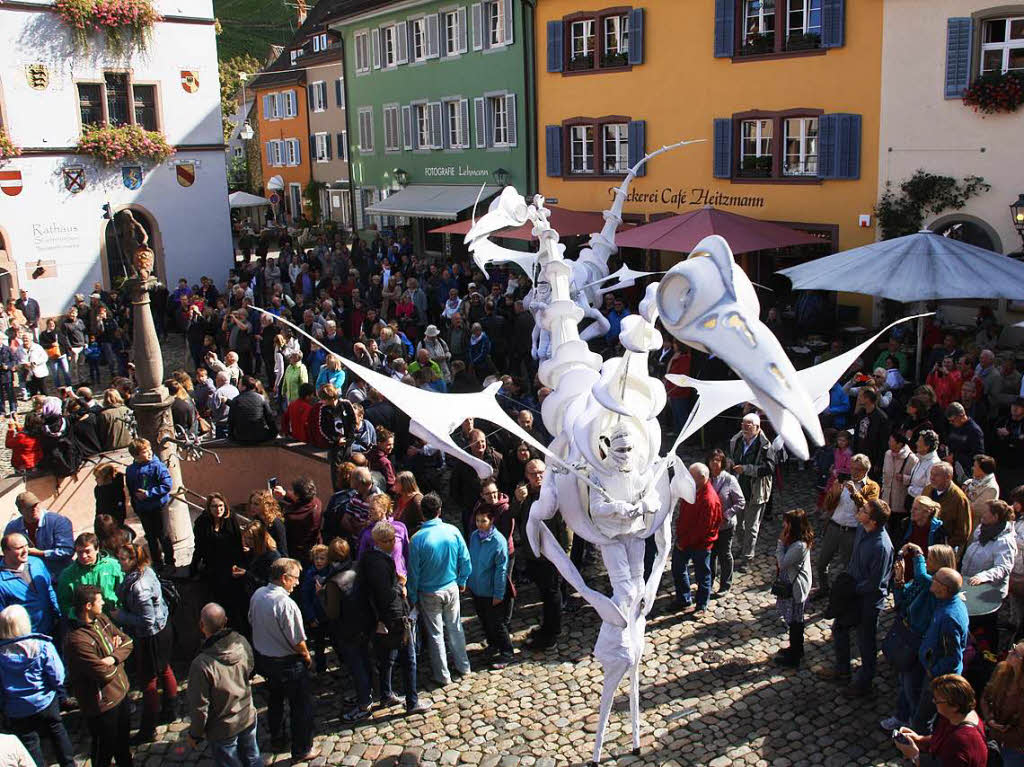 Riesenhafte Phantasievgel brachten die Zuschauer bei Fabelhaftes Staufen zum Staunen.