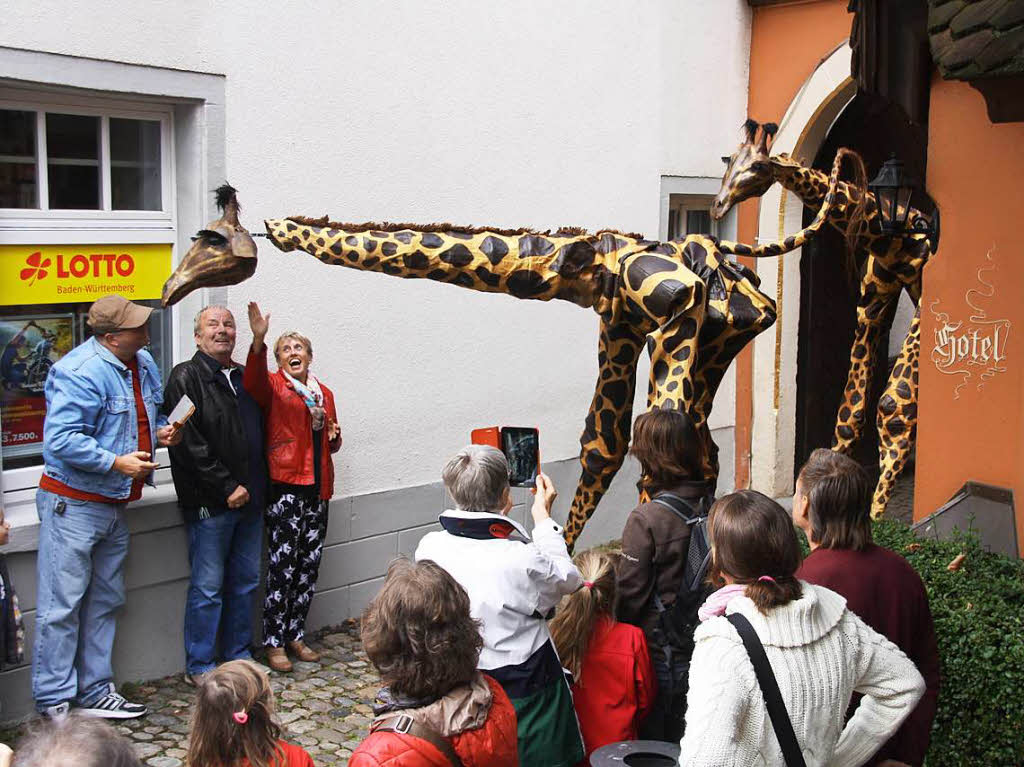 Phantastische Fabelwesen mischten sich bei "Fabelhaftes Staufen" unter die Zuschauer, die von nah und fern gekommen waren.