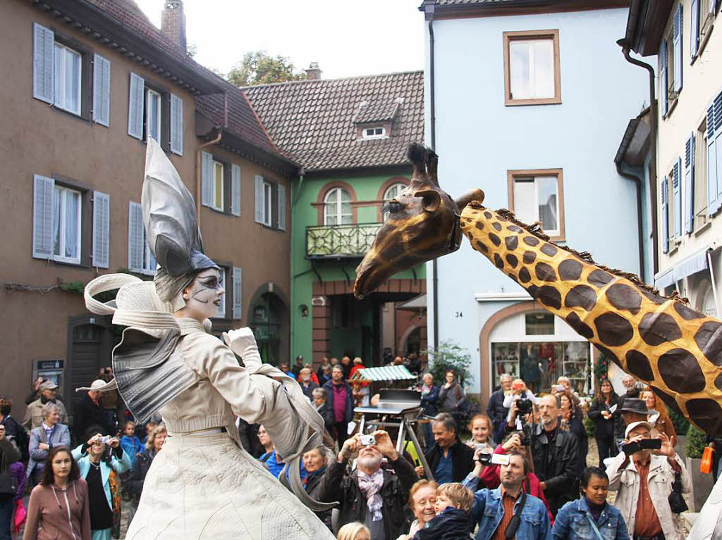 Phantastische Fabelwesen mischten sich bei "Fabelhaftes Staufen" unter die Zuschauer, die von nah und fern gekommen waren.