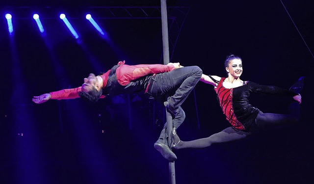 Das Duo Romance am chinesischen Mast   | Foto: Heidemarie Wussler