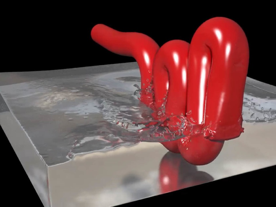 Wurst im Wasser: In Animations-Videos werden zähe Flüssigkeiten simuliert.  | Foto: Uni Freiburg