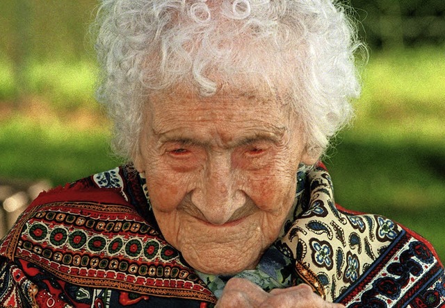 Die Franzsin Jeanne Calment, die 1997... gelebt hat. Sie wurde 122 Jahre alt.   | Foto: dpa