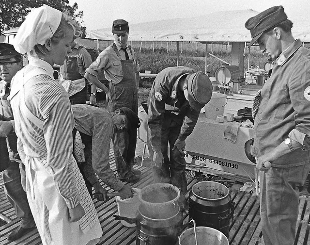 Nicht kleckern, sondern klotzen musste...oen Thermosbehltern  hei gehalten.   | Foto: Armin Mller