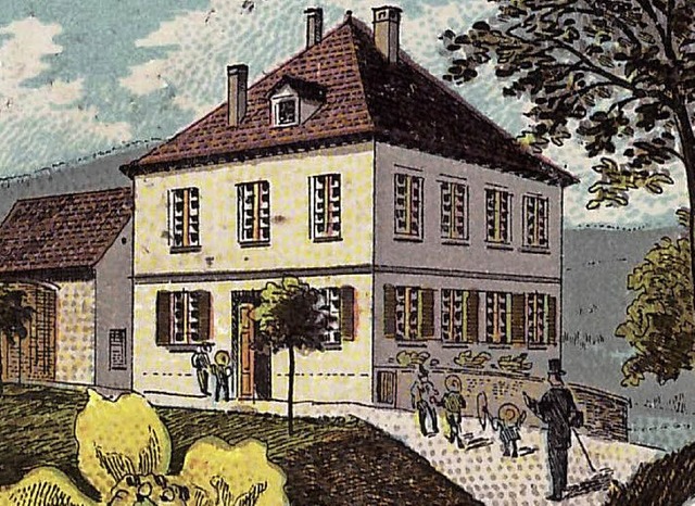 Schulhaus Vogelbach Historische Postkartenansicht  Repro  | Foto: Rolf-Dieter Kanmacher
