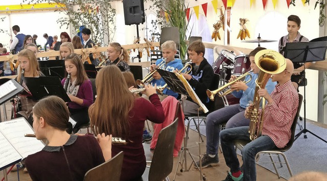 Die Jugendmusiker aus  hlingen-Birken...Sonntag fr die  Oktoberfestgste auf.  | Foto: Ingrid Mann