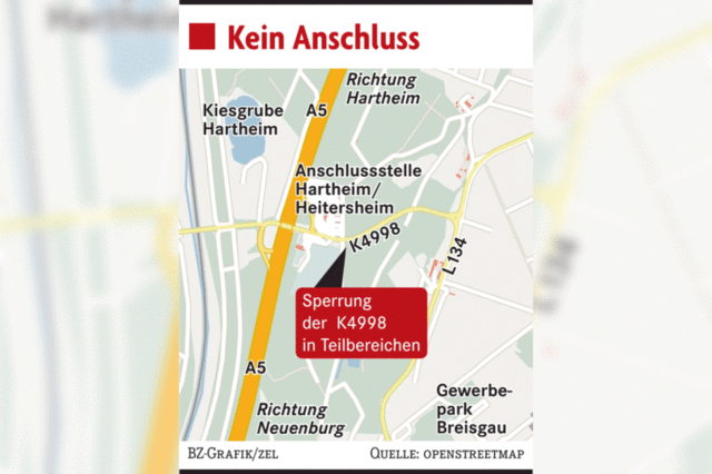 A-5-Anschluss bei Hartheim gesperrt