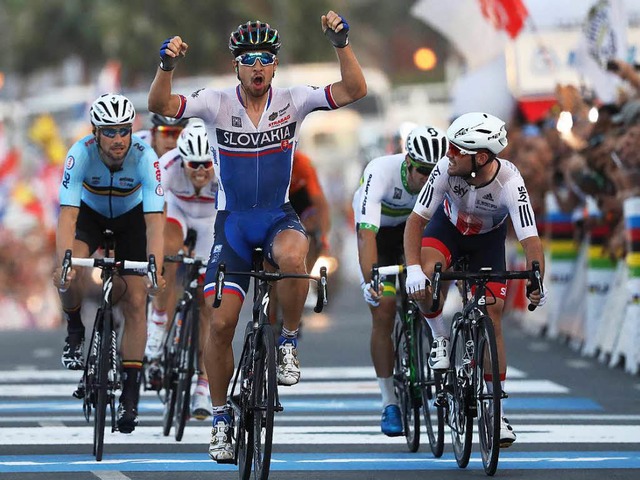 So jubelt nur der Sieger: Weltmeister Peter Sagan  | Foto: AFP