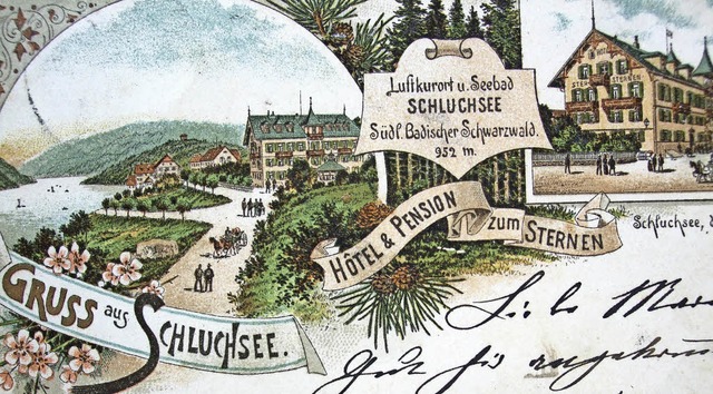 Eine im August 1891 aus dem Luftkurort...ad Schluchsee verschickten Postkarte.   | Foto: Archiv Zapf