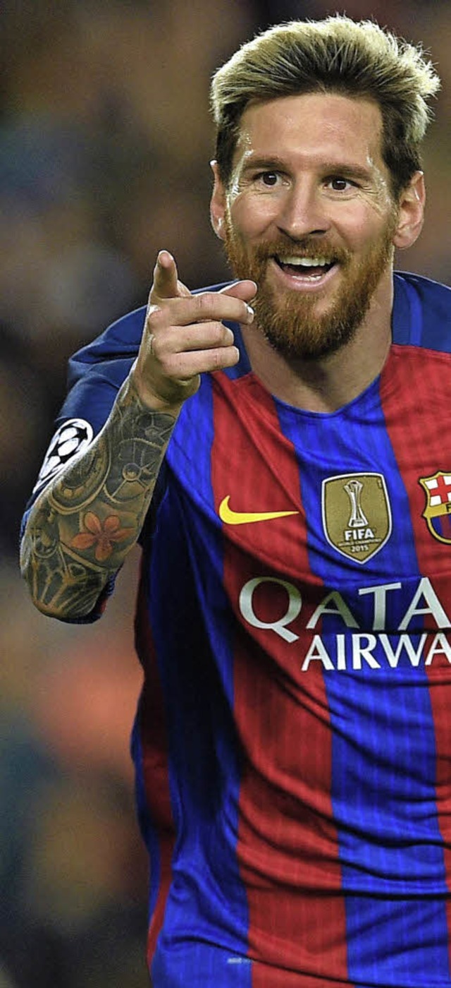 Lionel Messi hat wegen einer Verletzun...pausiert. Nun traf er gleich drei Mal.  | Foto: AFP