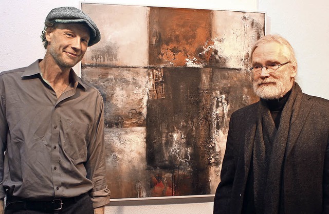 Thomas Lefeldt (rechts) mit Clemens Hu...Einfhrung in Lefeldts Werk bernahm.   | Foto: Ute Kienzler