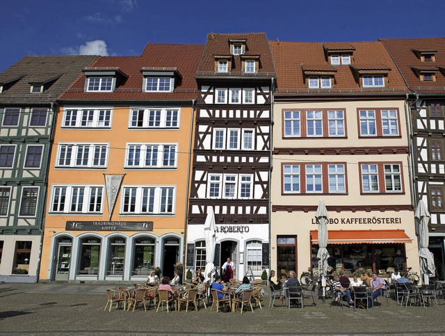 In Erfurt prgen dagegen bunte Farben das Stadtbild.  | Foto: dpa