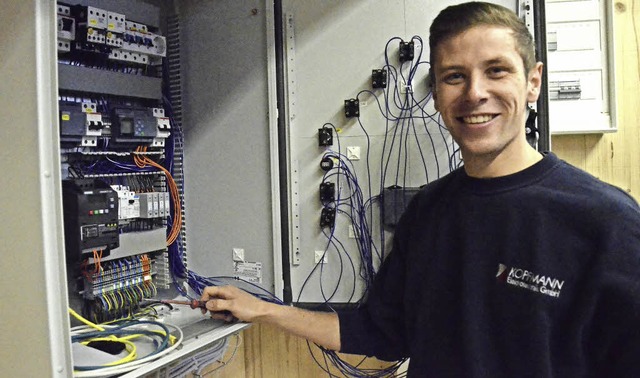 Lucas Weisenberger aus Wyhl ist Deutsc...i Kopfmann Elektrotechnik in Teningen.  | Foto: Felix Lieschke