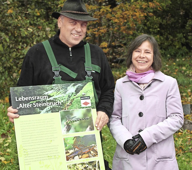 Tina Schwrer und Martin Welte haben d...ngsprojekt im Oberbrnder Steinbruch.   | Foto: Gert Brichta