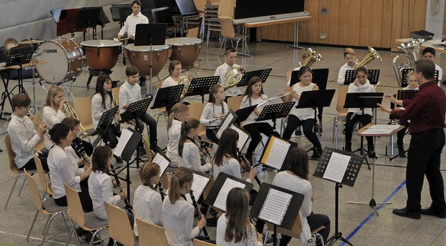 Mit einem Altersdurchschnitt von knapp... jngster Spross der Stadtmusik Wehr.   | Foto: Schnbele