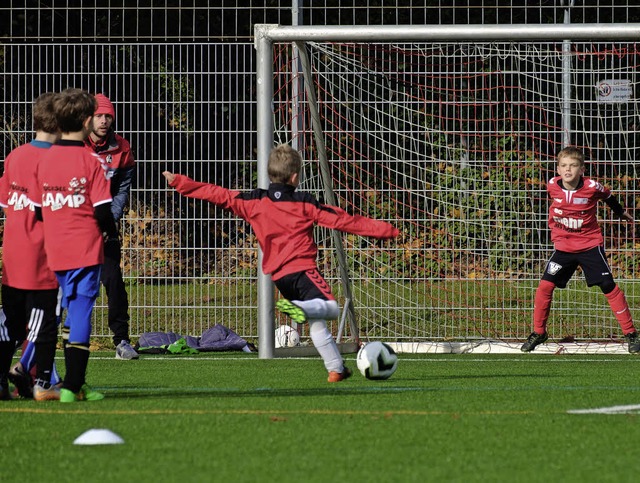 Torschusstraining im Fchsle-Camp des ...rrach-Brombach  im Sportpark im Grtt   | Foto: Ansgar Taschinski