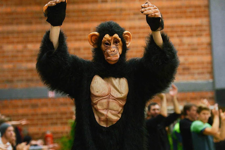 So sieht es aus, das neue Affen-Maskottchen von 1844 Freiburg. Die Volleyballer des Vereins, die sich gerne als Affenbande bezeichnen, suchen für den behaarten Kerl noch einen griffigen Namen. (Foto: Patrick Seeger) So sieht es aus, das neue Affen-Maskottchen von 1844 Freiburg. Die Volleyballer des Vereins, die sich gerne als Affenbande bezeichnen, suchen für den behaarten Kerl noch einen griffigen Namen. (Foto: Patrick Seeger)