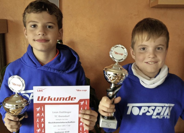 Der Bonndorfer Tennisnachwuchs Leon Du...ember in Leimen fr den Bezirk 4 teil.  | Foto: Tennisclub