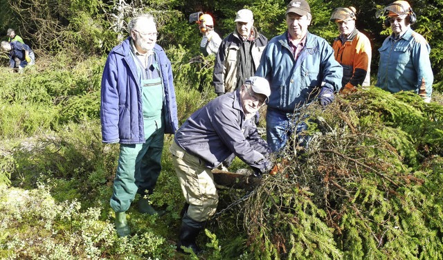 Am Stellenmoos auf dem Kaiserberg vera... (links) seinen Naturschutzpflegetag.   | Foto: Franz Kaiser