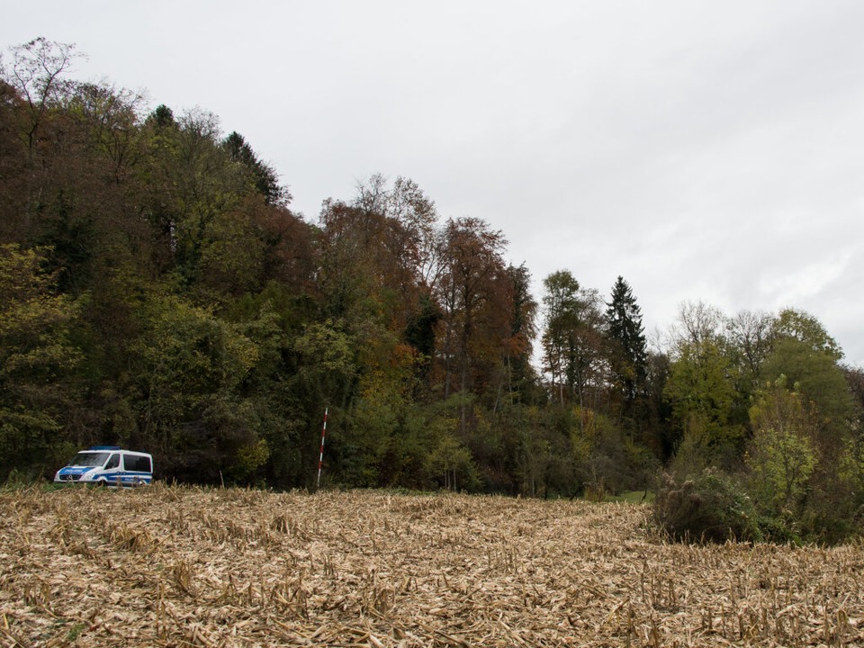 Ein Polizeifahrzeug an einem Waldstck...mittag eine weibliche Leiche gefunden.  | Foto: dpa