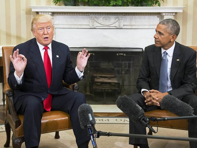 Trump im Gesprch mit Obama  | Foto: dpa