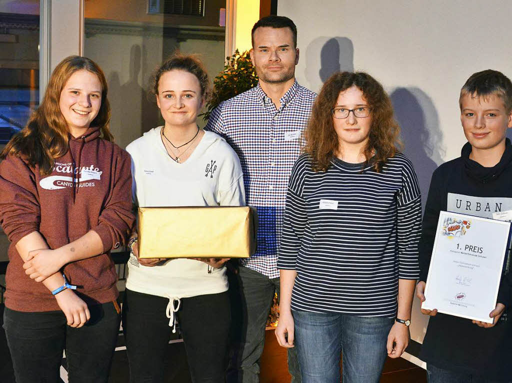 Die Siegerredaktion der Kategorie Weiterfhrende Schulen vom Hebelgymnasium Lrrach.