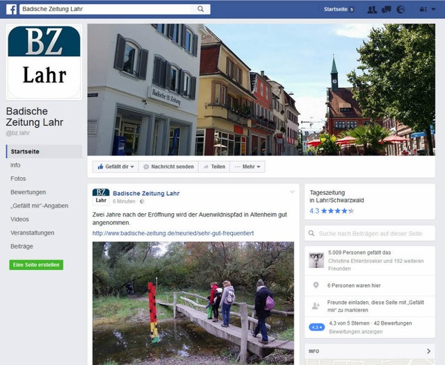 Auf der Lahrer BZ-Facebookseite laufen...haben die Nachrichtenseite abonniert.   | Foto: Screenshot: bz