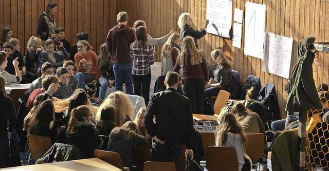 Lebhaft beteiligten sich die Jugendlichen an dem Workshop in der Jahnhalle.   | Foto: Benedikt Sommer