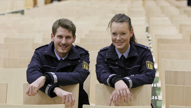 Haben ihre Berufung gefunden: Polizeia... Kawohl und Laurel-Michelle Borggreve   | Foto: C. Breithaupt