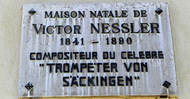 Tafel am Geburtshaus des Komponisten V...nst Nessler im elsssischen Baldenheim  | Foto: Karl Braun