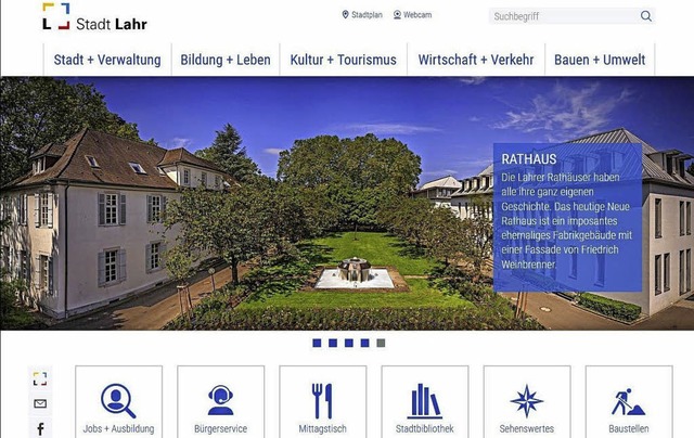 Die neue Startseite der Homepage der Stadt Lahr   | Foto: BZ