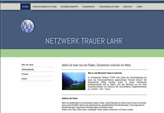 Die Homepage des  Netzwerks Trauer Lahr.   | Foto: Screenshot: BZ