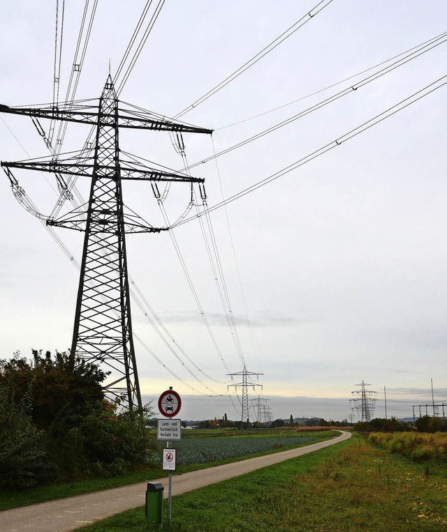 Die jetzige 220-kV-Leitung, hier am Or...-Leitung zum Umspannwerk gebaut wird.   | Foto: manfred frietsch